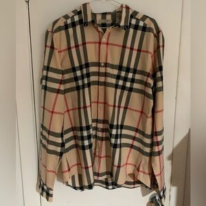 Burberry Tan, Black & Red Plaid Men's Shirt